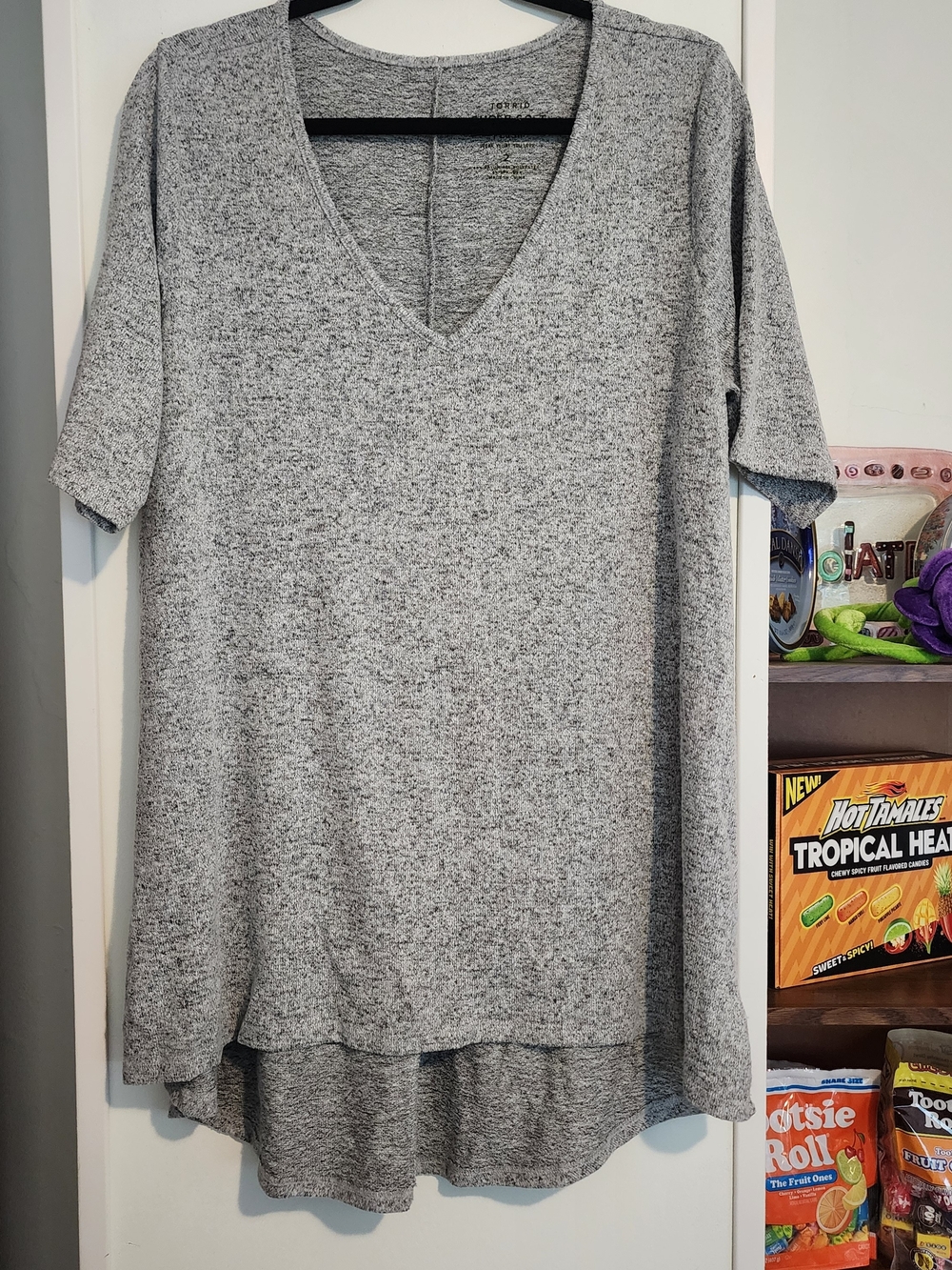 torrid Gray Marled V-Neck Short Sleeve Top